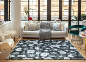 Our beautiful Maisie,Primrose Path,Maisie Primrose Path,2'7" x 4',Modern,Pile Height: 0.3,Printed,Polyester,Cotton,Flatweave,Printed,Modern,Floral ,Black,Gray ,Turkey,Rectangle,MI60A Area Rug