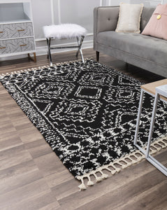 Our beautiful Mason Shag,Sable,Mason Shag Sable,2'2"x4',Moroccan,Pile Height: 1.5,Soft Touch,Polypropylene,Shag,Soft Touch,Moroccan,Tribal,Black,White,Turkey,Rectangle,MS40A Area Rug