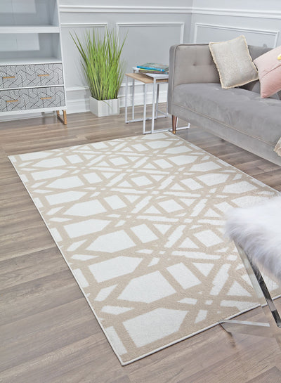 Our beautiful Miko,Milk and Honey,Miko Milk and Honey,5'x7'6",Contemporary,Pile Height: 0.4,Soft Touch,Polypropylene,Soft Touch,Contemporary,Geometric,Cream,Tan,Turkey,Rectangle,MO30A Area Rug