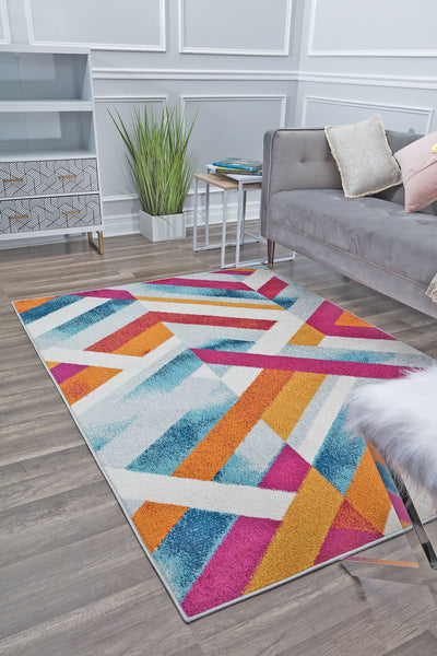 Our beautiful Miko,Passionfruit,Miko Passionfruit,5'x7'6",Contemporary,Pile Height: 0.4,Soft Touch,Polypropylene,Soft Touch,Contemporary,Geometric,Orange,Blue,Turkey,Rectangle,MO40A Area Rug