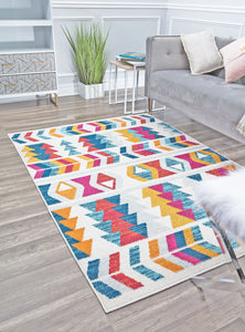 Our beautiful Miko,Ginger Lemon,Miko Ginger Lemon,5'x7'6",Contemporary,Pile Height: 0.4,Soft Touch,Polypropylene,Soft Touch,Contemporary,Geometric,Multi,White,Turkey,Rectangle,MO50B Area Rug