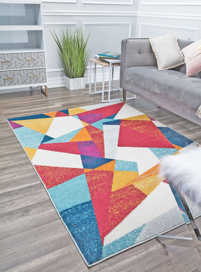 Our beautiful Miko,Fruit Punch,Miko Fruit Punch,5'x7'6",Contemporary,Pile Height: 0.4,Soft Touch,Polypropylene,Soft Touch,Contemporary,Geometric,Orange,Blue,Turkey,Rectangle,MO60B Area Rug