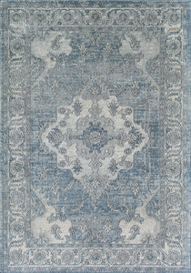 Our beautiful Milford,Silver Estate,Milford Silver Estate,2'6" x 4',Vintage,Pile Height: 0.5,Soft Touch,Polypropylene,Polyester,Hi Low,Soft Touch,Vintage,Transitional,Blue,Grey,Turkey,Rectangle,MD50B Area Rug