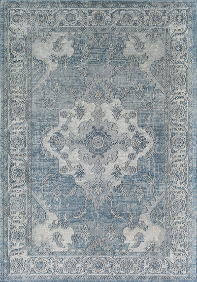 Our beautiful Milford,Silver Estate,Milford Silver Estate,2'6" x 4',Vintage,Pile Height: 0.5,Soft Touch,Polypropylene,Polyester,Hi Low,Soft Touch,Vintage,Transitional,Blue,Grey,Turkey,Rectangle,MD50B Area Rug