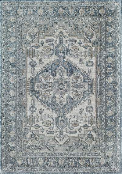 Our beautiful Milford,London Fog,Milford London Fog,2'6" x 4',Vintage,Pile Height: 0.5,Soft Touch,Polypropylene,Polyester,Hi Low,Soft Touch,Vintage,Transitional,Ivory,Blue,Turkey,Rectangle,MD55A Area Rug