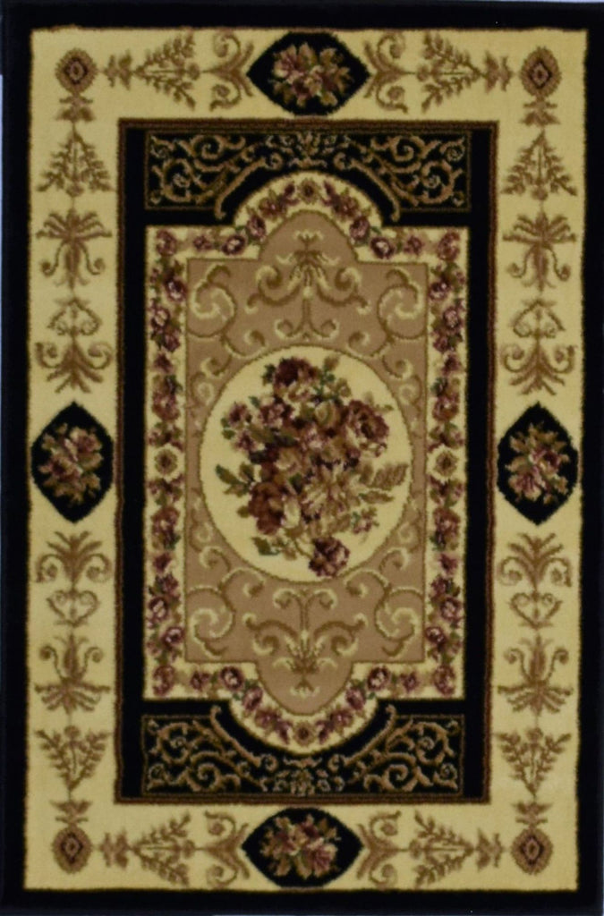 Rugs America New Vision 1365-BLK F. Aubusson Black Area Rug