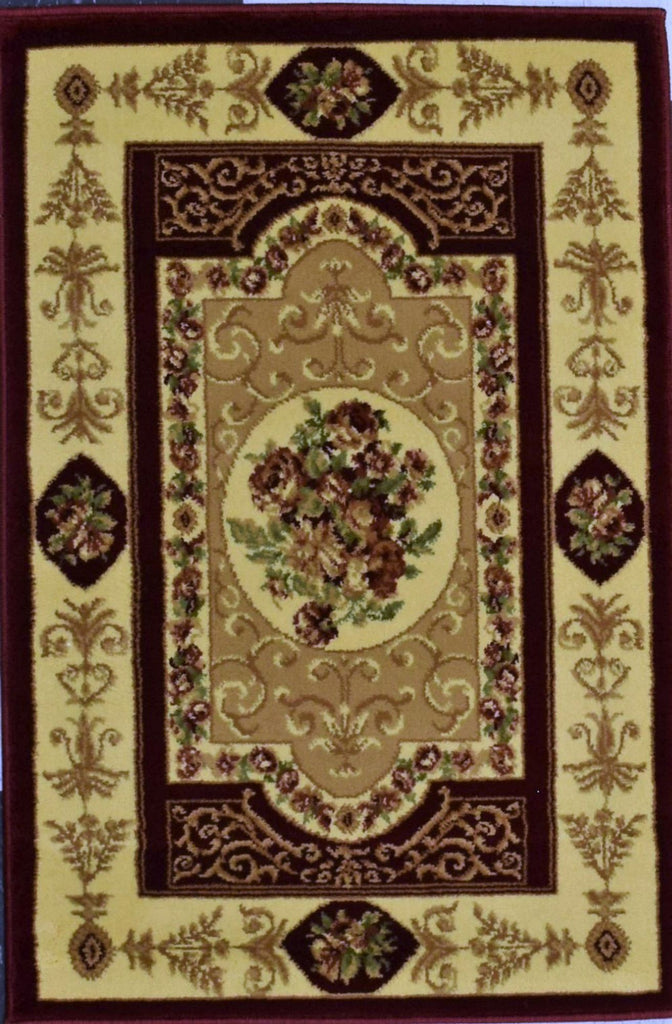 Rugs America New Vision 1365-CHR F. Aubusson Cherry Area Rug