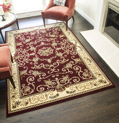 Our beautiful New Vision,Souvanerie Red,New Vision Souvanerie Red,2'3"x7'10",Traditional,Pile Height: 0.563,Heatset,Polypropylene,Cut Pile,Heatset,Traditional,Floral,Red,Cream,Turkey,Runner,207-RED Area Rug