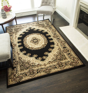 Our beautiful New Vision,Kerman Black,New Vision Kerman Black,2'3"x7'10",Traditional,Pile Height: 0.563,Heatset,Polypropylene,Cut Pile,Heatset,Traditional,Oriental,Black,Cream,Turkey,Runner,807-BLK Area Rug