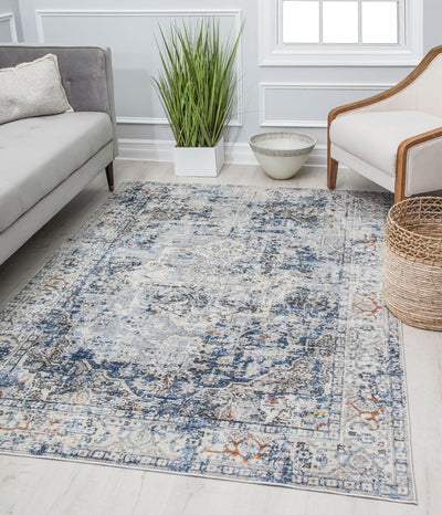 Our beautiful Prescott,Blue Sailing,Prescott Blue Sailing,2'6" x 4',Vintage,Pile Height: 0.5,Soft Touch,Polypropylene,Polyester,Hi Low,Soft Touch,Vintage,Transitional,Gray,Blue,Turkey,Rectangle,PS20A Area Rug
