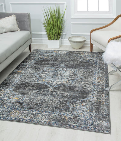 Our beautiful Prescott,Shadow Bay Blossom,Prescott Shadow Bay Blossom,2'6" x 4',Vintage,Pile Height: 0.5,Soft Touch,Polypropylene,Polyester,Hi Low,Soft Touch,Vintage,Transitional,Gray,White,Turkey,Rectangle,PS35A Area Rug