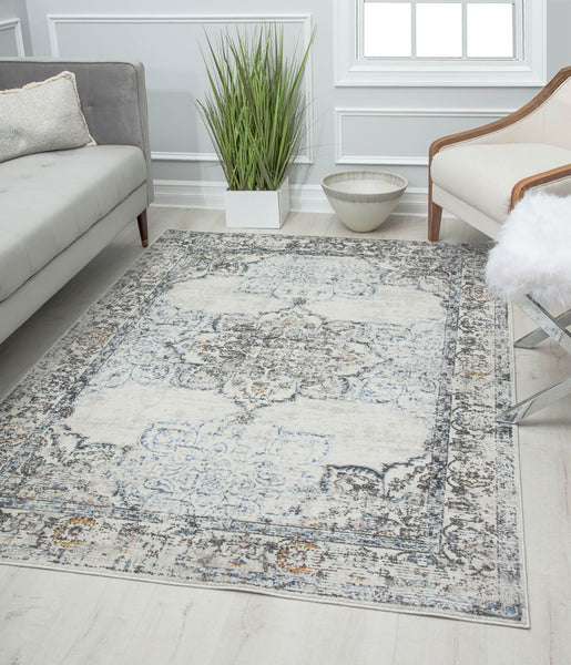 Rugs America Prescott PS35C White Bay Blossom Area Rug