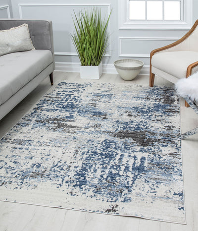 Our beautiful Prescott,Ivory Sapphire Splatter,Prescott Ivory Sapphire Splatter,2'6" x 4',Vintage,Pile Height: 0.5,Soft Touch,Polypropylene,Polyester,Hi Low,Soft Touch,Vintage,Transitional,White,Blue,Turkey,Rectangle,PS50B Area Rug