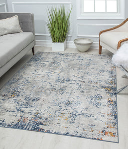 Our beautiful Prescott,Seafoam White,Prescott Seafoam White,2'6" x 4',Vintage,Pile Height: 0.5,Soft Touch,Polypropylene,Polyester,Hi Low,Soft Touch,Vintage,Transitional,White,Blue,Turkey,Rectangle,PS55B Area Rug