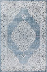 Our beautiful Samina,Blue Haze,Samina Blue Haze,2'6" x 4',Vintage,Pile Height: 0.5,Durable,Polyester,Soft touch,Durable,Vintage,Abstract,White,Blue,Turkey,Rectangle,SM30E Area Rug