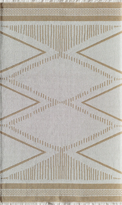 Our beautiful Sloane,Gilded Tropics,Sloane Gilded Tropics,2'6" x 4',Vintage,Pile Height: 0.5,recylcled cotton,Cotton,Flat woven,recylcled cotton,Vintage,Geometric,Ivory,Gold,Turkey,Rectangle,SN30A Area Rug