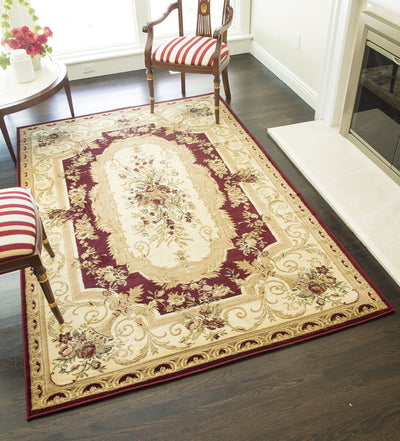 Our beautiful Sorrento,Aubusson Red,Sorrento Aubusson Red,5'3"x7'10",Traditional,Pile Height: 0.4,Cut Pile,Polypropylene,Cut Pile,Cut Pile,Traditional,European,Red,Gold,Turkey,Rectangle,2513-RED Area Rug