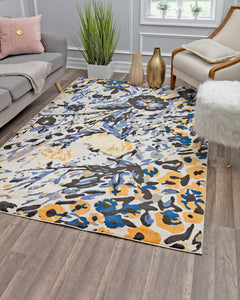 Our beautiful Valentina,Blue Honey,Valentina Blue Honey,2'x4',Transitional,Pile Height: 0.4,shiny,Polypropylene,Super Soft,shiny,Transitional,Floral,Blue,Gold,Turkey,Rectangle,VA10A Area Rug