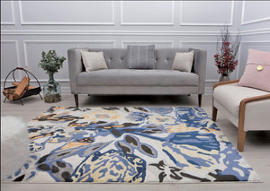 Our beautiful Valentina,Spring Delight,Valentina Spring Delight,2'x4',Transitional,Pile Height: 0.4,shiny,Polypropylene,Super Soft,shiny,Transitional,Floral,Blue,White,Turkey,Rectangle,VA15C Area Rug