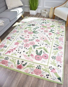 Our beautiful Valentina,Gardenia Pink Ivory,Valentina Gardenia Pink Ivory,2'x4',Transitional,Pile Height: 0.4,shiny,Polypropylene,Super Soft,shiny,Transitional,Floral,White,Pink,Turkey,Rectangle,VA30C Area Rug