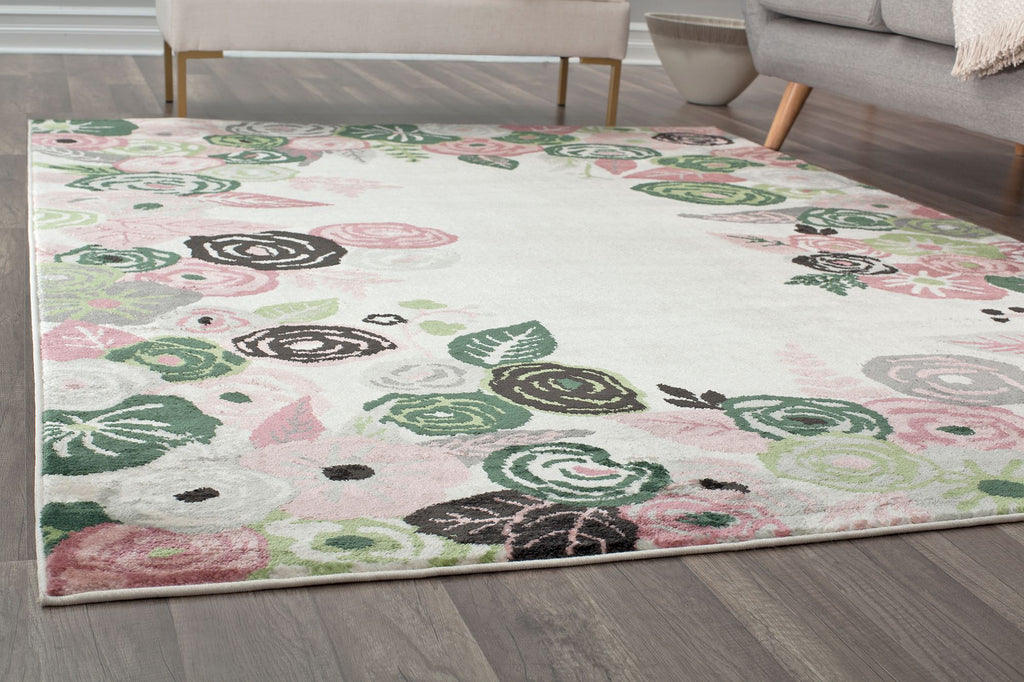 Our beautiful Valentina,Royal Blossom Pink Ivory,Valentina Royal Blossom Pink Ivory,2'x4',Transitional,Pile Height: 0.4,shiny,Polypropylene,Super Soft,shiny,Transitional,Floral,Beige,Green,Turkey,Rectangle,VA35B Area Rug