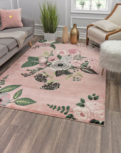 Our beautiful Valentina,Rose Garden Pink,Valentina Rose Garden Pink,2'x4',Transitional,Pile Height: 0.4,shiny,Polypropylene,Super Soft,shiny,Transitional,Floral,Pink,Green,Turkey,Rectangle,VA40D Area Rug