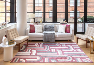 Our beautiful Vera,At First Blush,Vera At First Blush,2'0" x 4'0",Modern ,Pile Height: 0.3,shiny,Polypropylene,Super Soft,shiny,Modern ,Geometric  ,Burgundy ,Pink ,Turkey,Rectangle,VE15D Area Rug