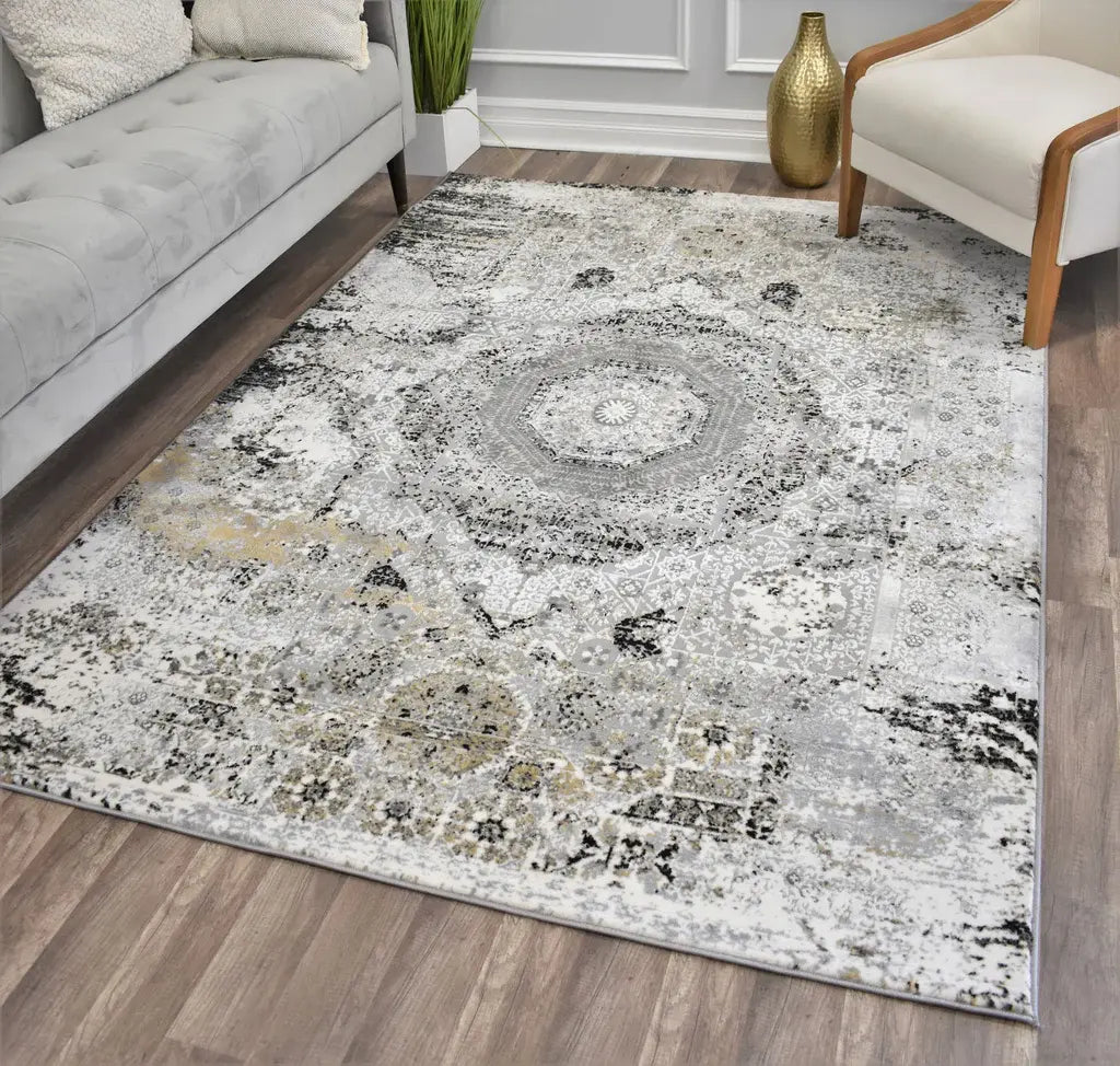 Auden Collection Graphite Medallion Area Rug