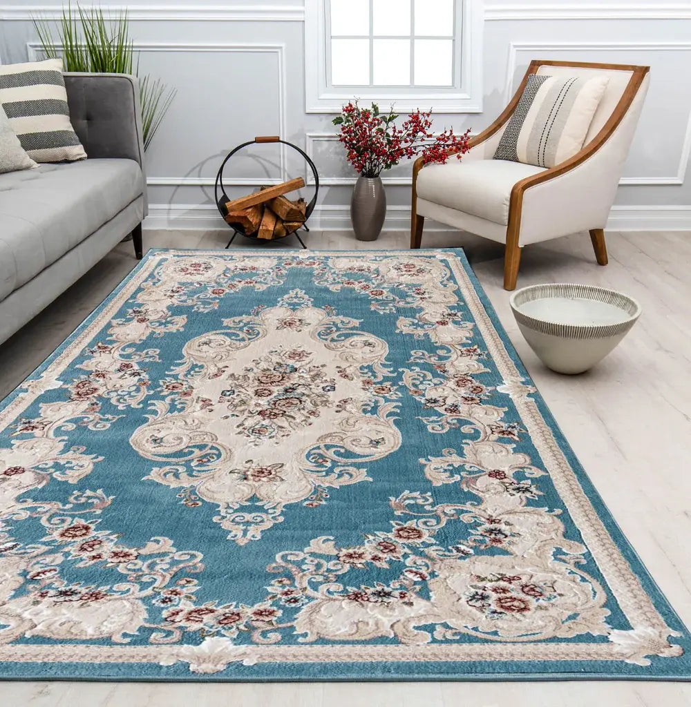 Rugs America Century CY20B Classic Blue Area Rug