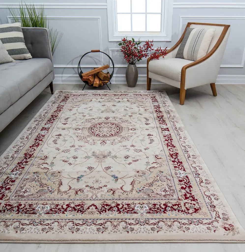 Rugs America Century CY30B Medallion Cream Area Rug