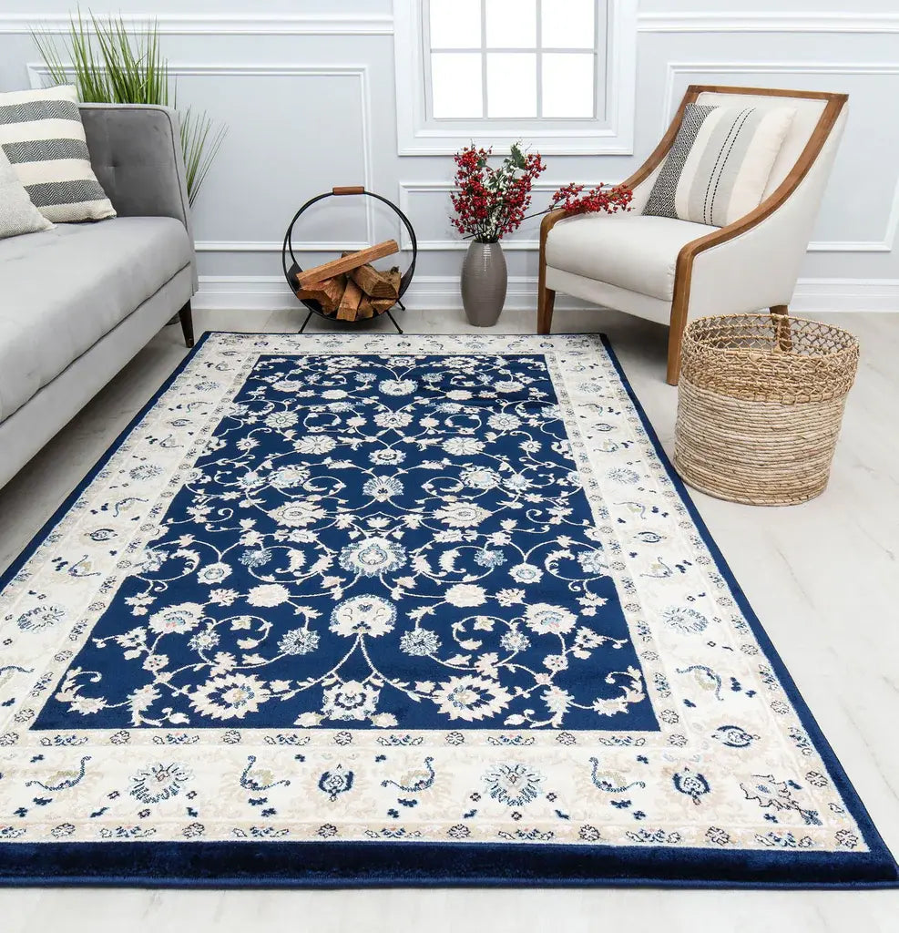 Century Floral Navy Area Rug