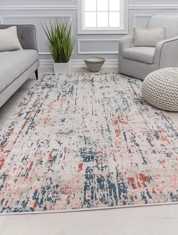 Mason Brooks Claire CL65A Blue Mist Area Rug displayed in a modern living room