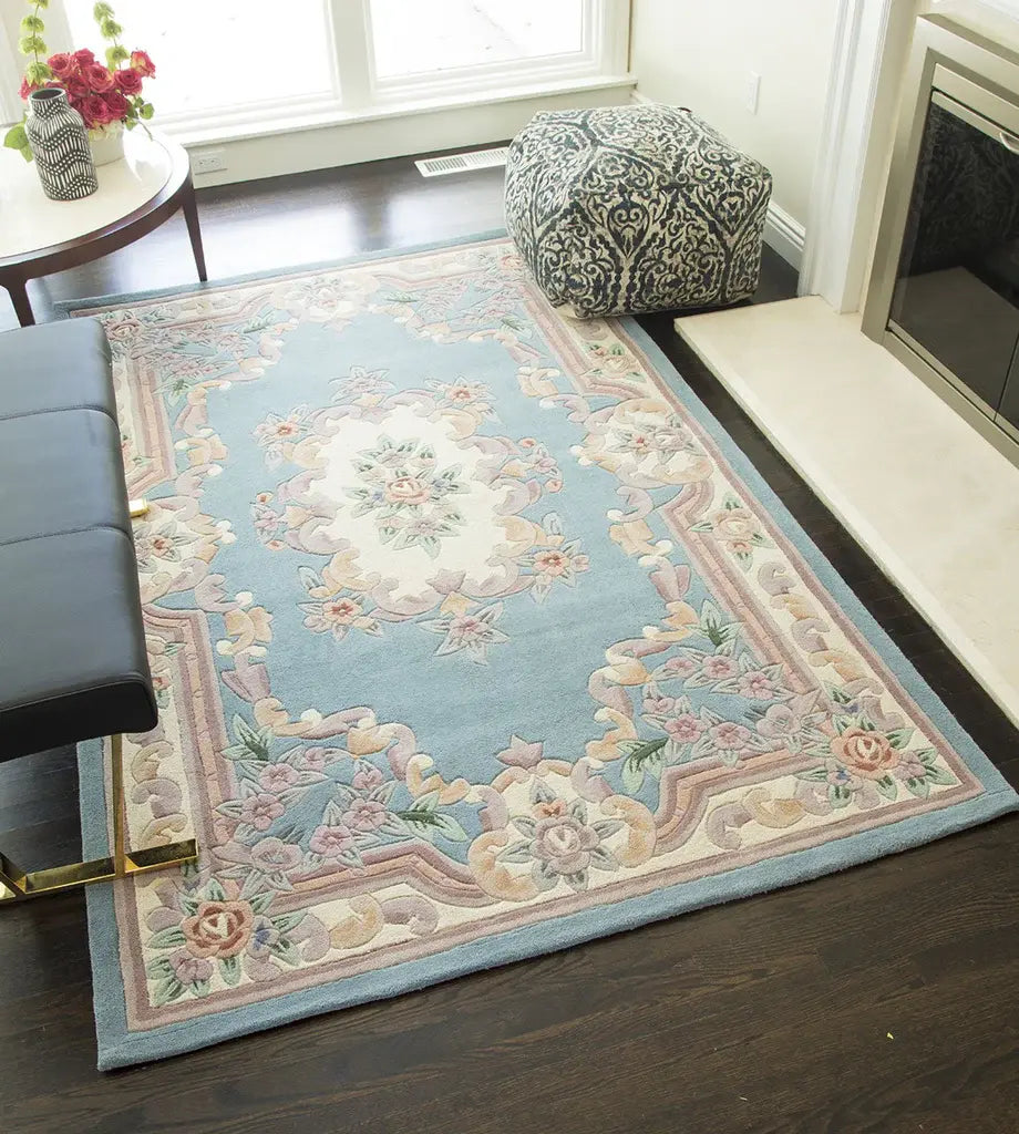 Rugs America New Aubusson 510-208 Light Blue Area Rug