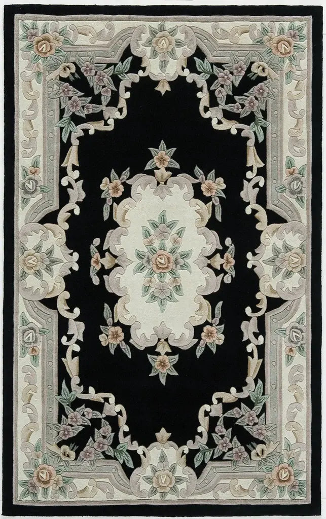 Rugs America New Aubusson 510-320 Black Area Rug