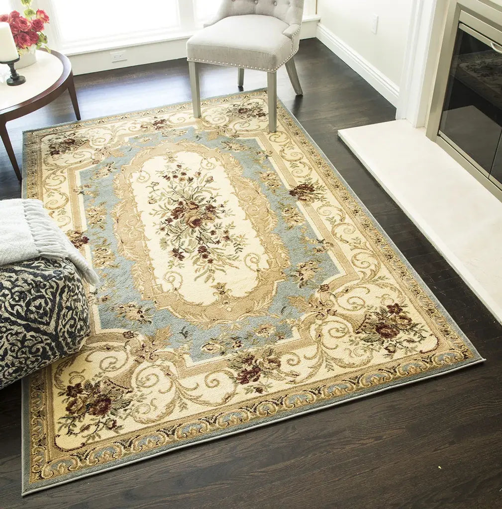 Rugs America Sorrento 2513-LBL Aubusson Light Blue Area Rug