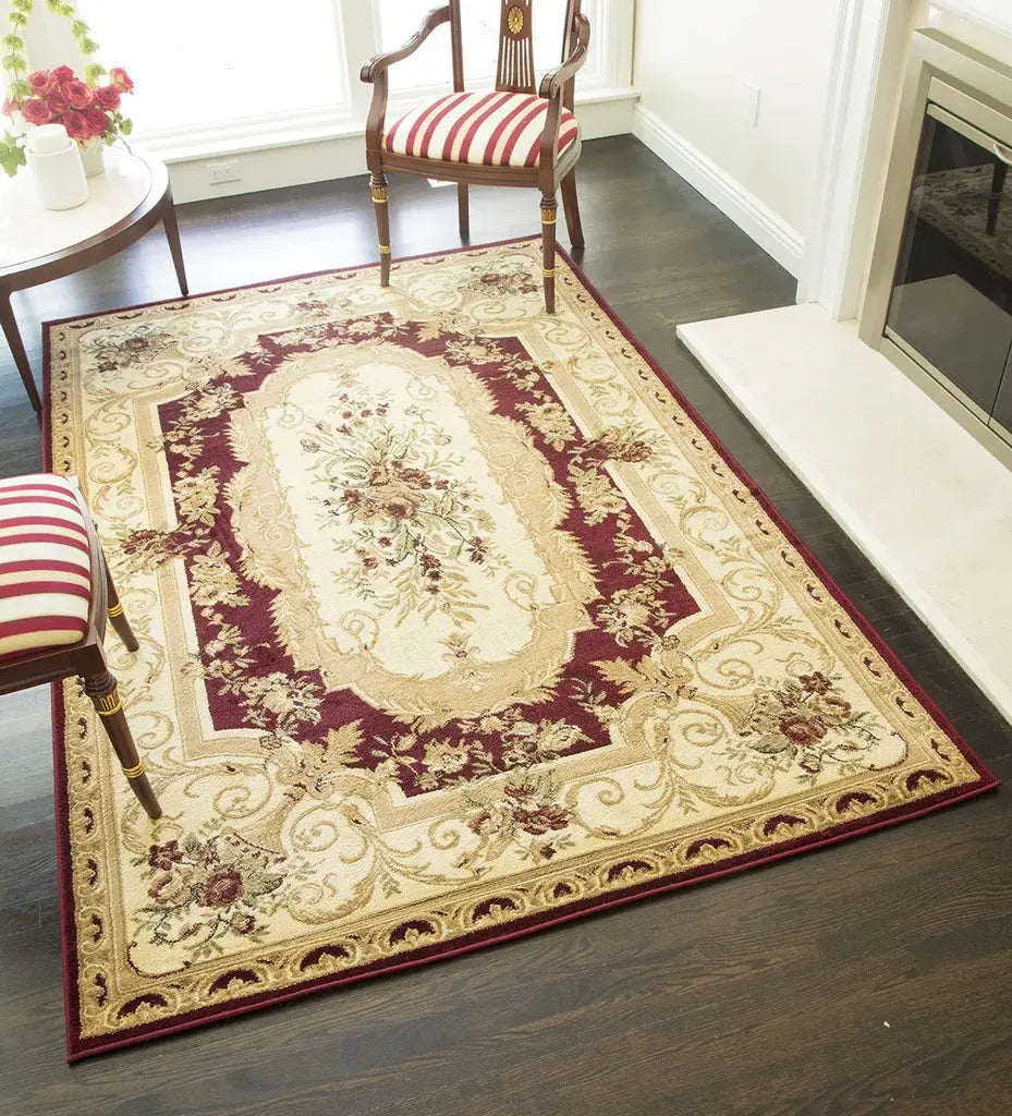 Rugs America Sorrento 2513-RED Aubusson Red Area Rug